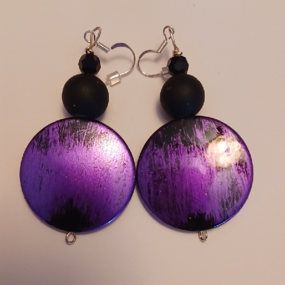Handcrafted Purple Disc Drop Earrings for Women... 3 Prs for 20.00